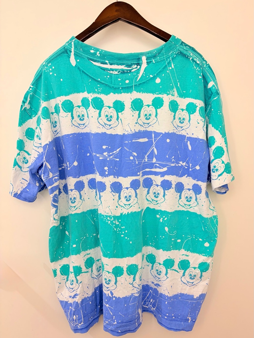 Disney Vintage 90s Splatter Sleeve Tee with Mickey Print - Picture 2 of 4